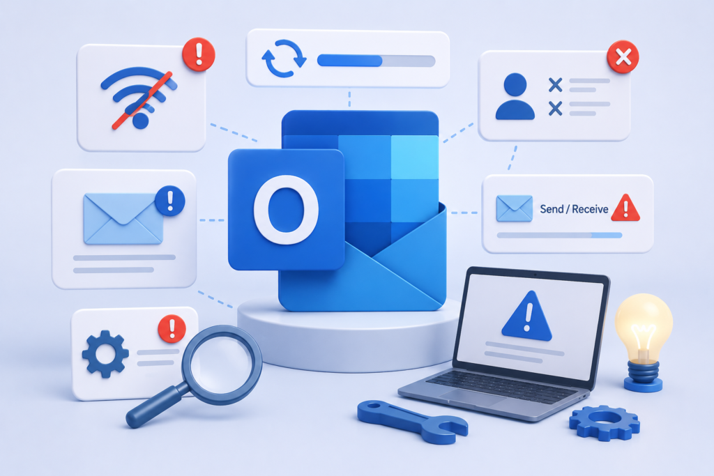 مشکلات رایج Outlook و روشهای رفع آنها
